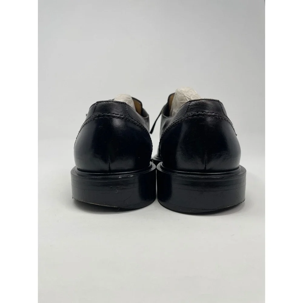 Salvatore‎ Ferragamo Mens Black Leather Moc Toe Derby Shoes 11 D Italy 6818 A23